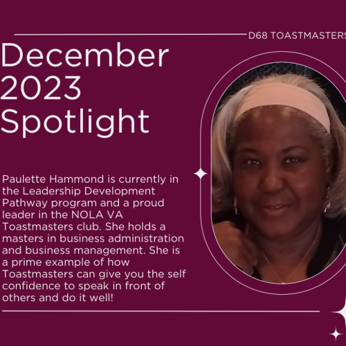 Paulette Hammond D68 Member Spotlight December 2023
